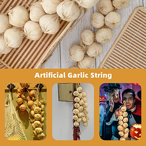 VIOCIWUO 3 Pack Artificial Garlic Strings Simulation Fake White Garlic Hanging String Lifelike Vegetables Fruit Garland Vine for Home Kitchen Party Decoration Photography Props - Image 5