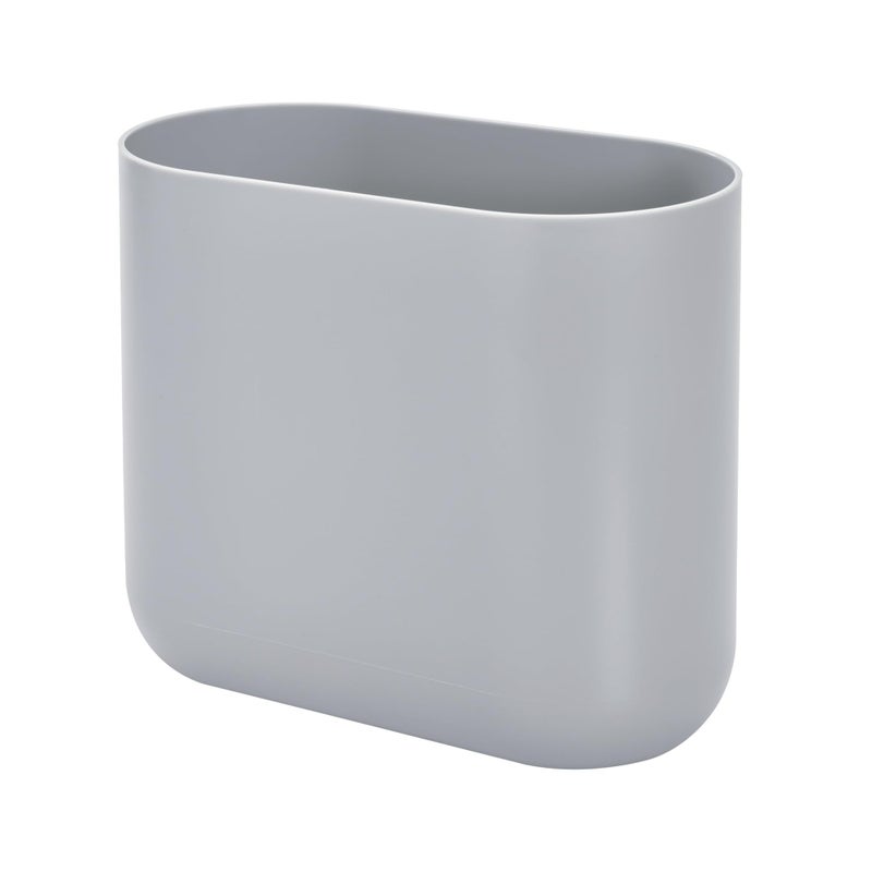 iDesign Small Slim Plastic Bathroom Trash Can, Garbage Can for Bedroom, Office, Desk, Dorm, Gray - Image 1