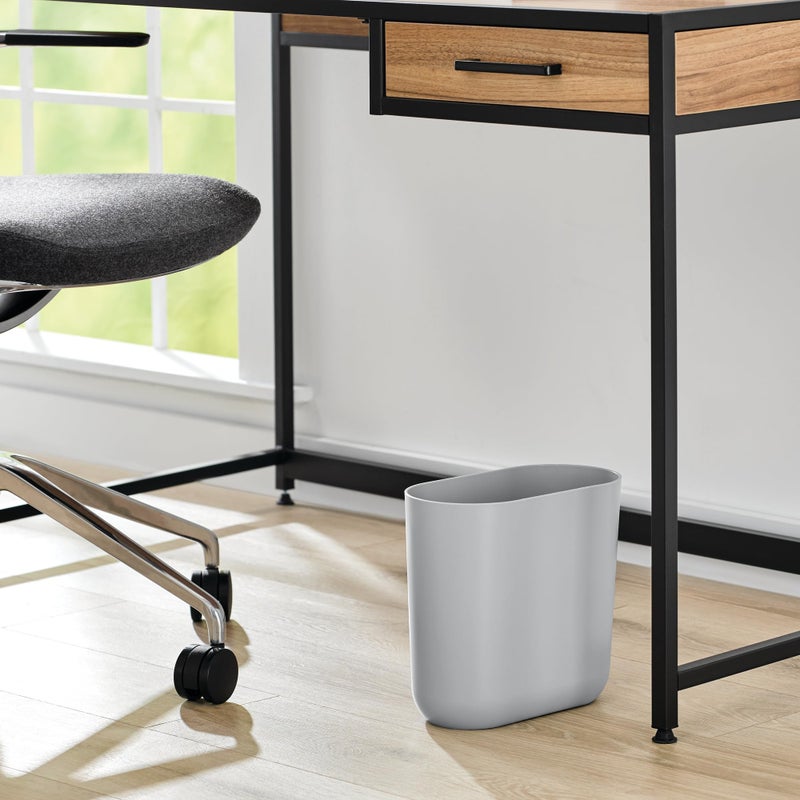 iDesign Small Slim Plastic Bathroom Trash Can, Garbage Can for Bedroom, Office, Desk, Dorm, Gray - Image 5