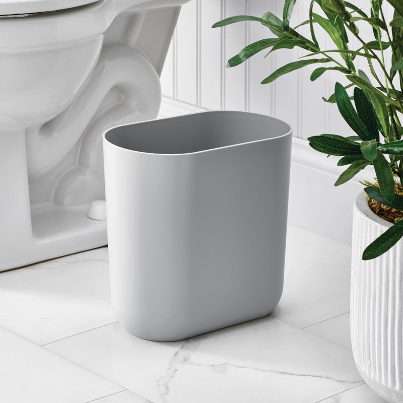 iDesign Small Slim Plastic Bathroom Trash Can, Garbage Can for Bedroom, Office, Desk, Dorm, Gray - Image 3