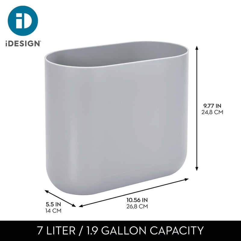 iDesign Small Slim Plastic Bathroom Trash Can, Garbage Can for Bedroom, Office, Desk, Dorm, Gray - Image 4