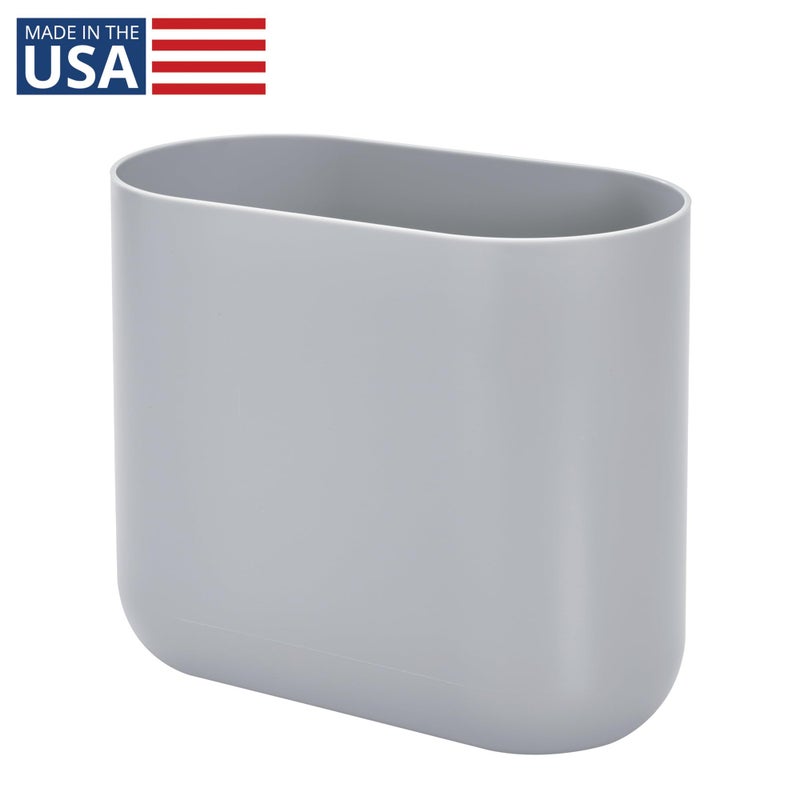 iDesign Small Slim Plastic Bathroom Trash Can, Garbage Can for Bedroom, Office, Desk, Dorm, Gray - Image 2