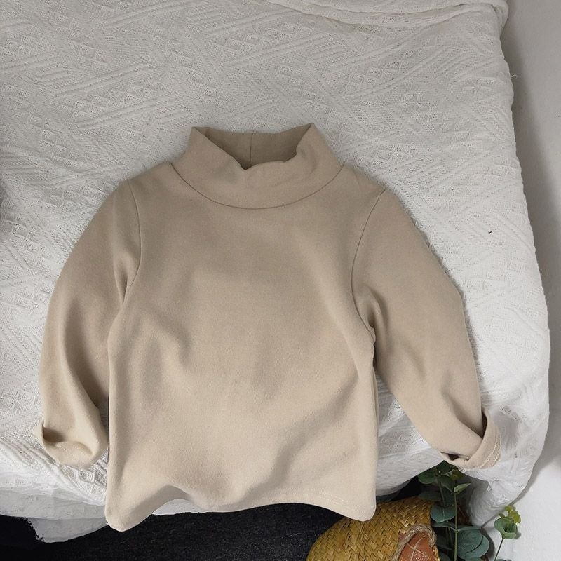 Men'S And Women'S Children'S Wear T-Shirt Top Baby'S Western Style Children'S Personality Trendy Brand Korean Half-High Collar Velvet Base Shirt - Image 1