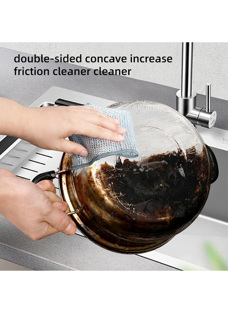 Konquer TimeS Konquer TimeS Multipurpose Wire Dishwashing Rags for Wet and Dry Mesh Microfiber Cleaning Cloth for Metal Kitchen Dishes Kitchen Sinks Pots PansNonScratch Wire Dishcloth Pack of 10  - Image 2