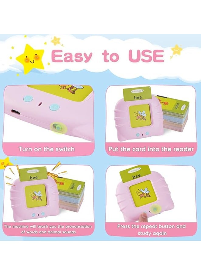 English Learning Flash Cards, Speech Therapy Preschool Educational Toys, 224 Sight Words with Sound Effect (Pink)  - Image 3