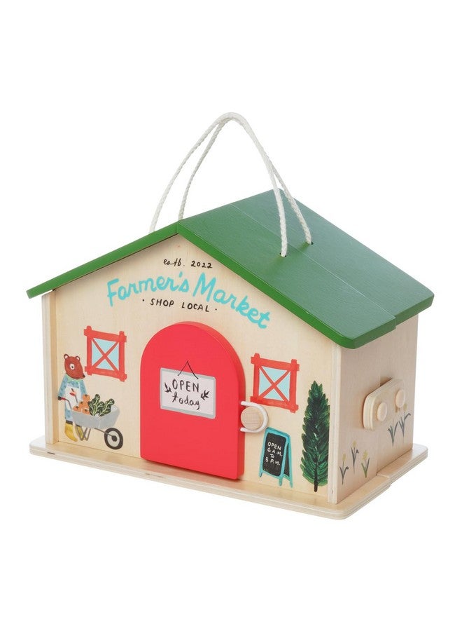 Manhattan Toy Manhattan Toy Farmer’s Market Day 12-Piece Portable Wooden Toy Figure Pretend Shopping Playset - Image 1