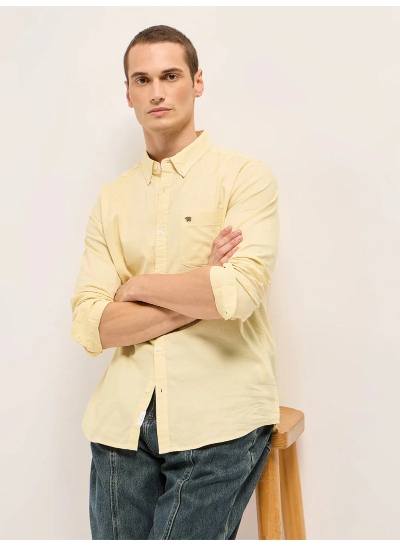 ذا بير هاوس قميص رجالي قطني بأكمام طويلة بقصة ضيقة مناسب للكاجوال والرسمي