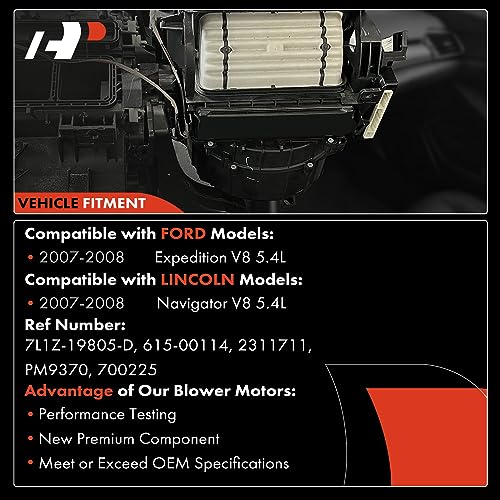 A-Premium HVAC Heater Blower Motor Assembly Compatible with Ford & Lincoln Vehicles - Expedition, Navigator 2007-2008, V8 5.4L - Front Side, Replace# 7L1Z-19805-D, 7L1Z19805D - Image 3