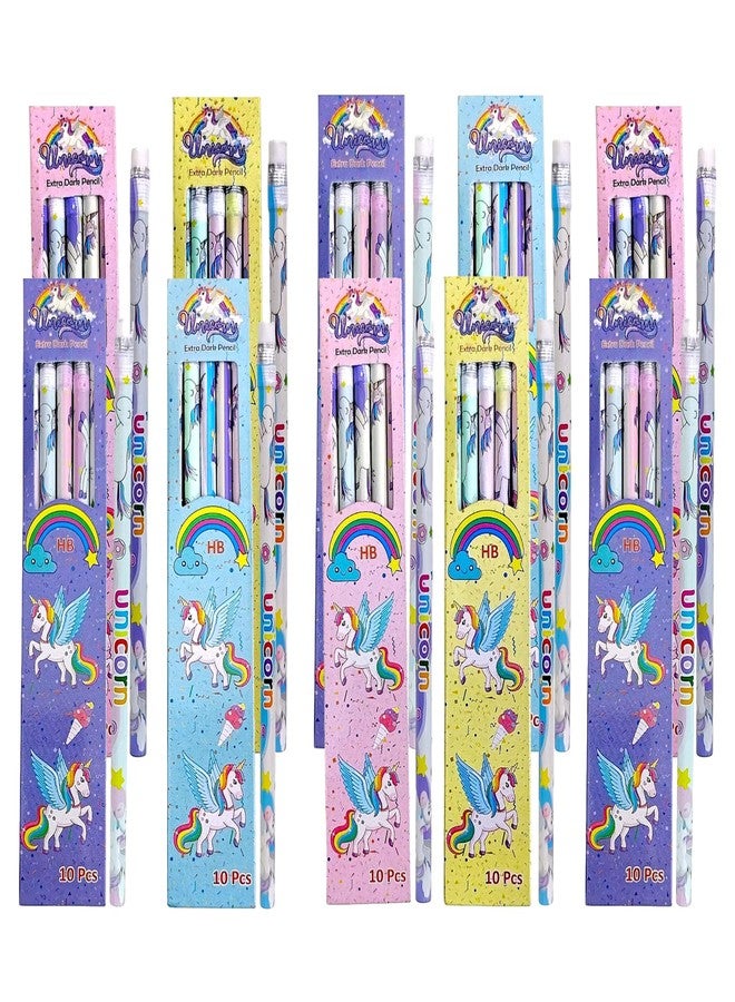 Dharmsaar Unicorn Extra Dark Pencils with Eraser on Top | 10 Pcs Each Pencil Set for Kids Age 3-15 Years | Ideal Return Gift for Boys & Girls | Smooth Writing Stationery for School & Birthday Gifts (Pack of 10) - Image 1