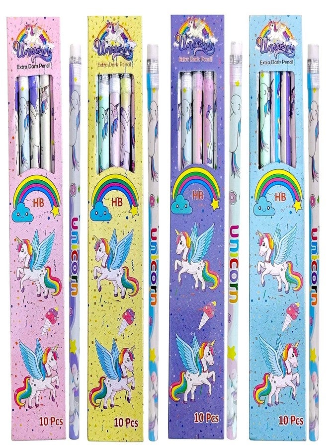 Dharmsaar Unicorn Extra Dark Pencils with Eraser on Top | 10 Pcs Each Pencil Set for Kids Age 3-15 Years | Ideal Return Gift for Boys & Girls | Smooth Writing Stationery for School & Birthday Gifts (Pack of 10) - Image 2