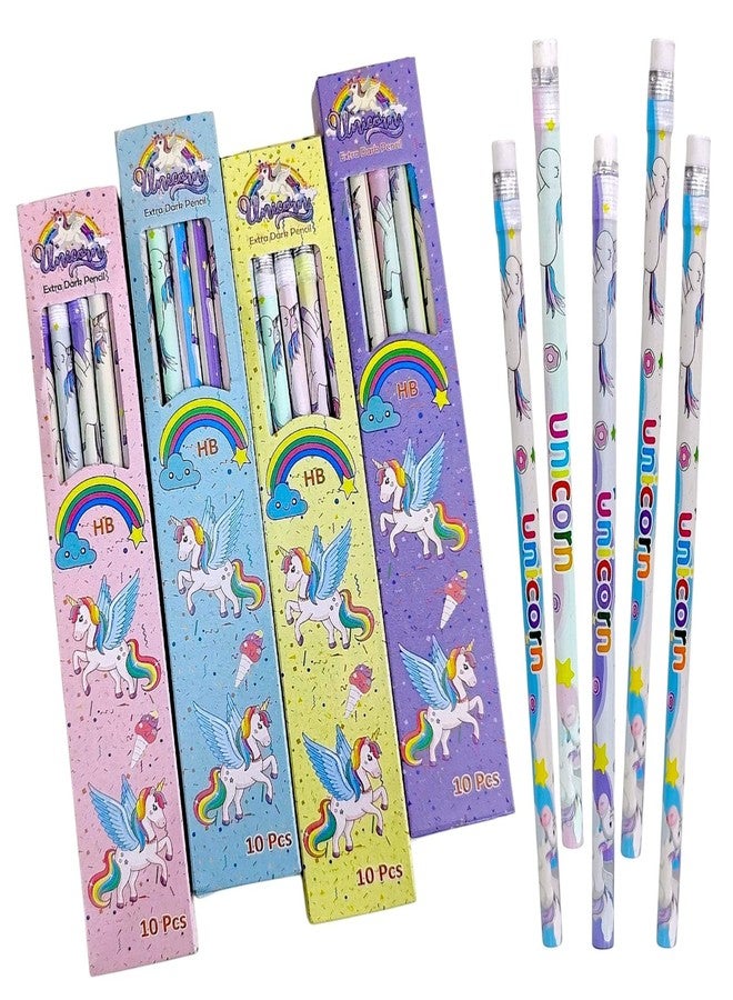Dharmsaar Unicorn Extra Dark Pencils with Eraser on Top | 10 Pcs Each Pencil Set for Kids Age 3-15 Years | Ideal Return Gift for Boys & Girls | Smooth Writing Stationery for School & Birthday Gifts (Pack of 10) - Image 3