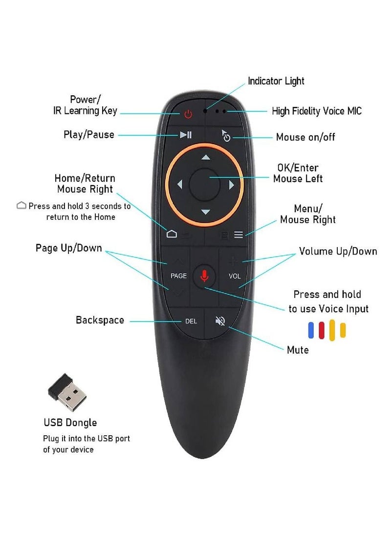Voice Remote Air Mouse Remote, 2.4G RF Wireless Remote Control with 6 Axis Gyroscope and IR Learning, Air Fly Mouse with Voice Input for Android TV Box/PC