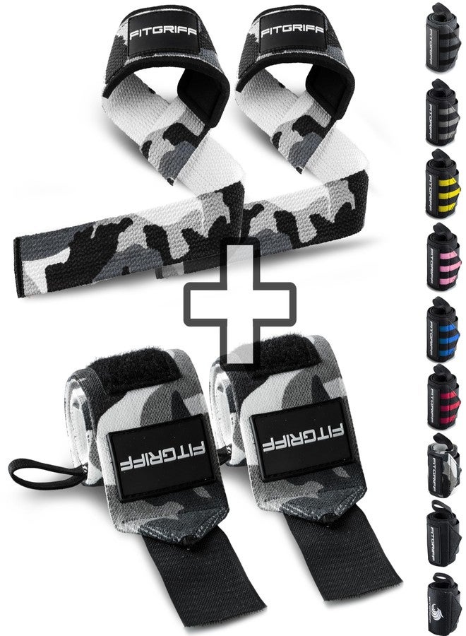 Fitgriff® Lifting Straps and Wrist Wraps (Bundle) - Wrist Straps for Weightlifting and Wrist Support for Gym - Workout Equipment (Camo) - Image 1