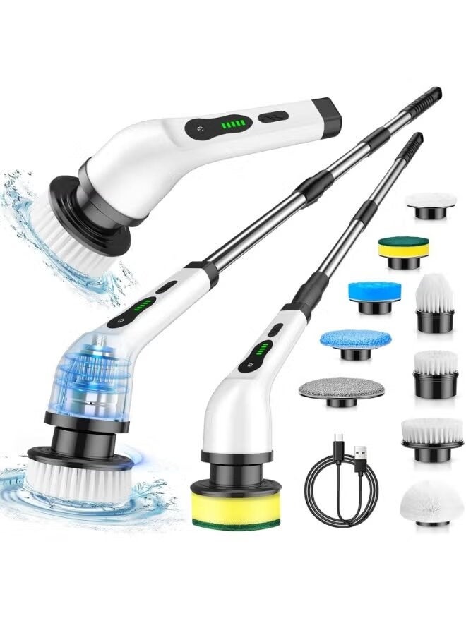 ELTRAZONE Cordless Electric Spin Scrubber with 9 Replaceable Brush Heads, 48-Inch Adjustable Extension Handle, Rechargeable Power Cleaning Brush for Bathroom, Kitchen, Tub, Tile, Floor, and Shower - Image 1