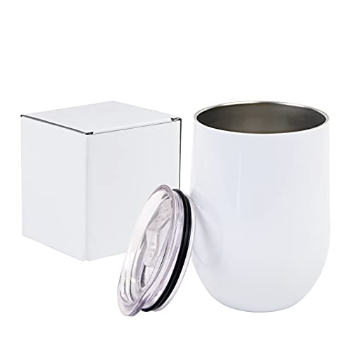 MAIKESUB Sublimation Blank Wine Tumbler Cups White 12 OZ Stainless Steel Insulated Stemless Tumbler Sublimation Mugs Cups 4 Pack Tumbler with Lid Keeping Cold Hot for Coffee Spill Proof cup - Image 5