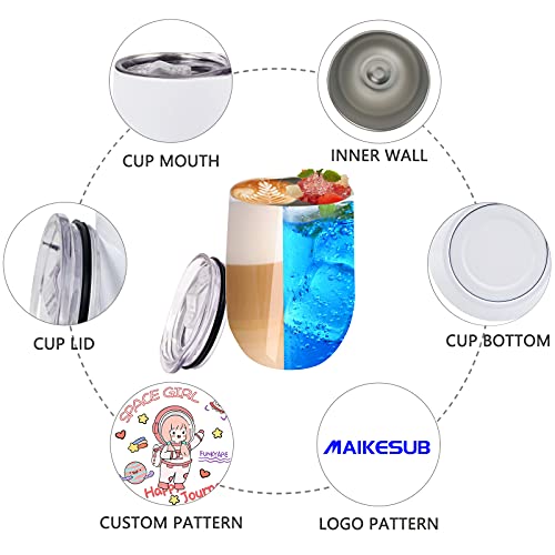 MAIKESUB Sublimation Blank Wine Tumbler Cups White 12 OZ Stainless Steel Insulated Stemless Tumbler Sublimation Mugs Cups 4 Pack Tumbler with Lid Keeping Cold Hot for Coffee Spill Proof cup - Image 3