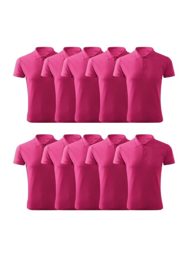 برينت شوب فور مي مجموعة مكونة من 10 قطع من تيشيرت بولو الجولف الرجالي ذو المقاس العادي من القطن الخالص بأكمام قصيرة 220 جرام في المتر المربع الألوان الأساسية - Image 1
