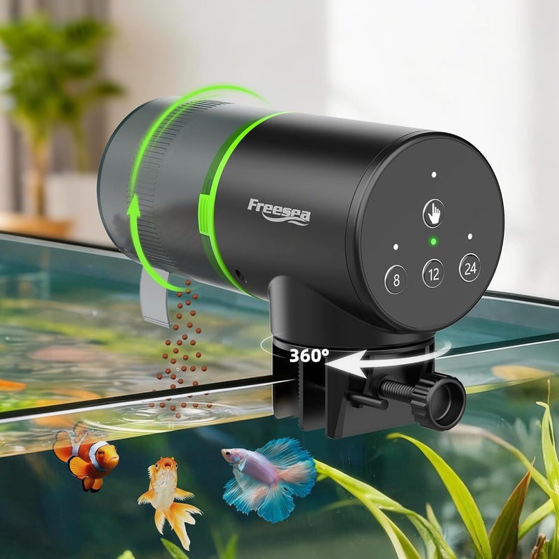 FREESEA Aquarium Automatic Fish Feeder: Vacation Timer Feeder for Fish Tank Electric Adjustable Auto Fish Food Dispenser 0.05 Gal & Two Fixed Methods - Image 1