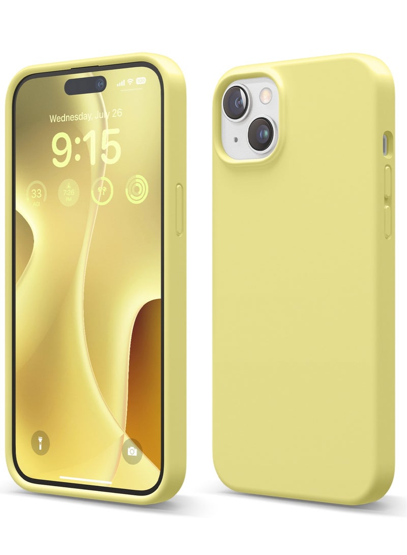 Elago Liquid Silicone for iPhone 15 PLUS Case Cover Full Body Protection, Shockproof, Slim, Anti-Scratch Soft Microfiber Lining - Yellow