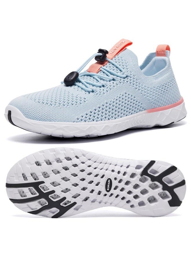 KOLILI Women's Stylish Water Shoes, Tennis Walking Shoes with Arch Support, Best for Water Sports, Travel & Walk, Light Blue, 8 - Image 1