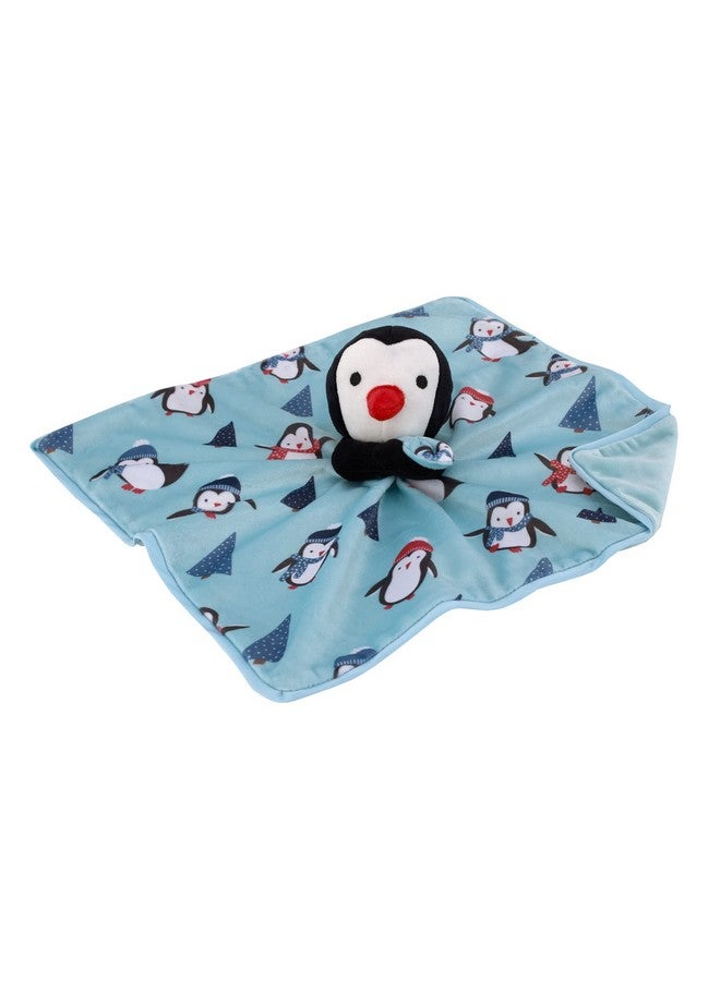 NoJo Penguin and Pinetree's Aqua, Teal, Black and Red Super Soft Christmas Sherpa Baby Blanket and Security Blanket Set - Image 4