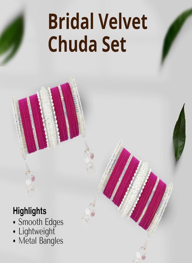 لافازا مجموعة LAVAZZA Chuda لحفلات الزفاف الراجاستانية والبنجابية - وردي فاخر Chudi لحفلات الزفاف النسائية (Chuda8-Magenta-2.4) - Image 5