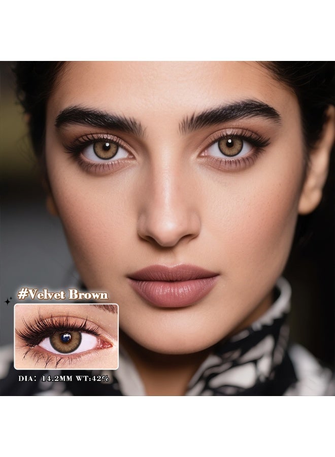 يواي عدسات لاصقة ملونة سنوية بنية طبيعية - عدسات تجميلية للجنسين - عدسات موضة طبيعية - عدسات ناعمة محتوى الرطوبة 42% - Image 1