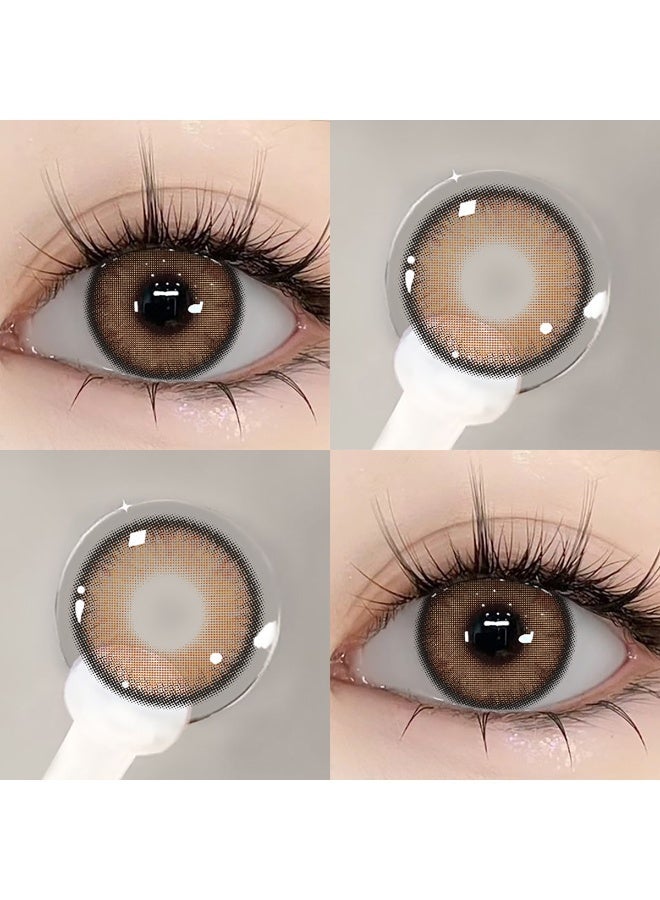 يواي عدسات لاصقة ملونة سنوية بنية طبيعية - عدسات تجميلية للجنسين - عدسات موضة طبيعية - عدسات ناعمة محتوى الرطوبة 42% - Image 2