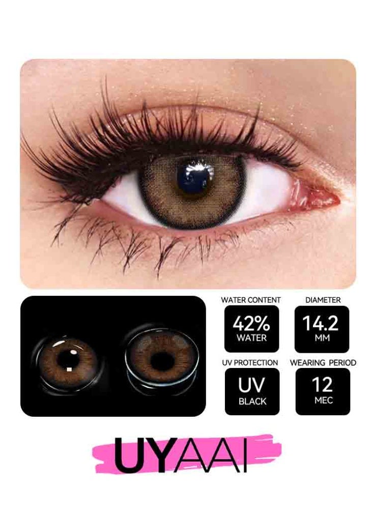 Natural Brown Yearly Colored Contact Lenses, Unisex Cosmetic Contact Lenses, Natural Fashion Lenses, 42% Water - view 2