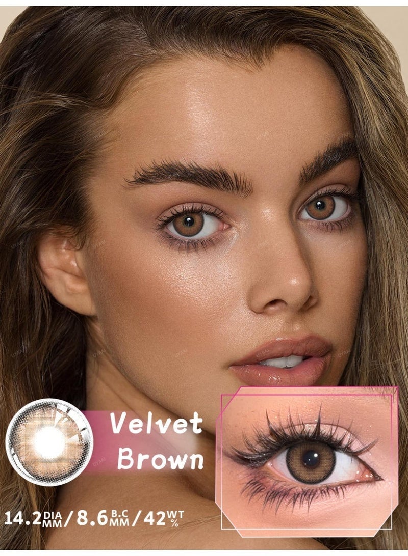 UYAAI Natural Brown Yearly Colored Contact Lenses, Unisex Cosmetic Contact Lenses, Natural Fashion Lenses, 42% Water - Image 1