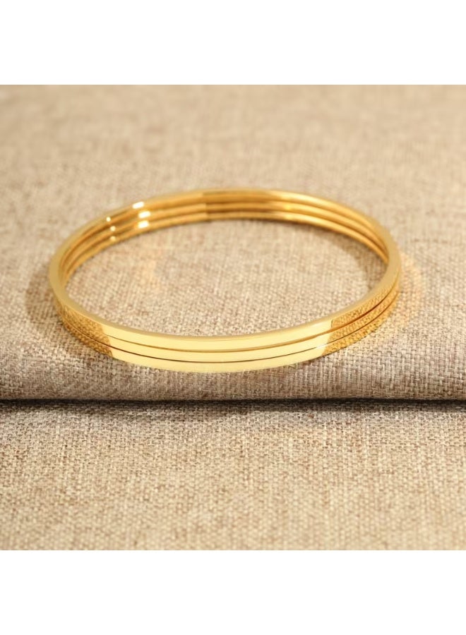 شي إن طقم غوايش ذهبية رفيعة للسيدات بقطر 70mm (7CM) – أساور ستانلس ستيل مطلية ذهبي مقاومة للصدأ والتغير | تصميم أنيق للاستخدام اليومي والمناسبات - Image 4