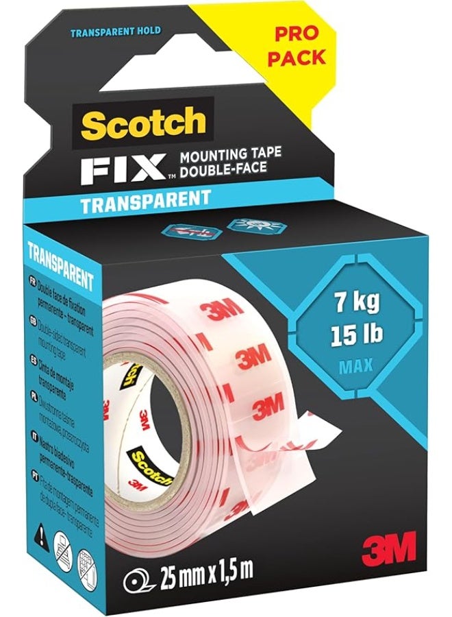 3M Scotch-Fix™ Clear Double-Sided Mounting Tape 410H-CLR-EU, 25mmx1.5m, 24 RL/CV - Image 2
