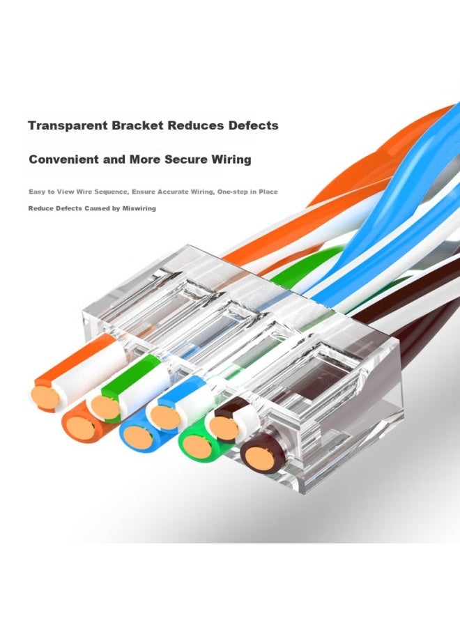 Ofnpftth Category 7 Shielded Cat7 10 Gigabit Ethernet Cable Connectors, 6-pack, Crystal Head Protective Covers, Three-piece With Swallow-tail Clip Network Connectors, Wj-15331 - Image 2