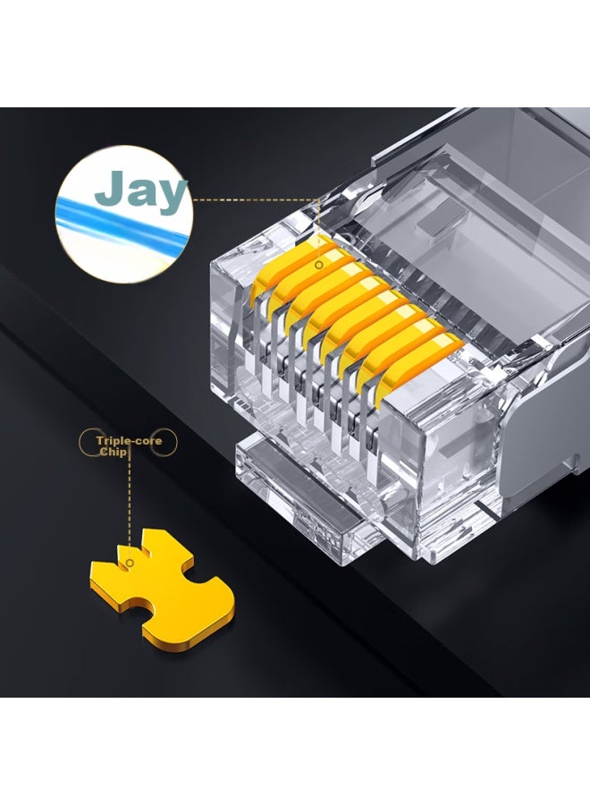 Ofnpftth Category 7 Shielded Cat7 10 Gigabit Ethernet Cable Connectors, 6-pack, Crystal Head Protective Covers, Three-piece With Swallow-tail Clip Network Connectors, Wj-15331 - Image 5