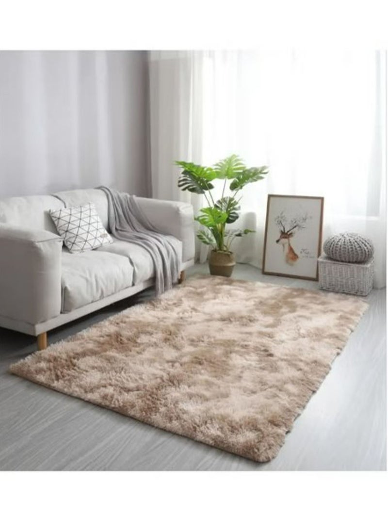 مونوج سجادة ناعمة للغاية من القطيفة المصبوغة بالربط، سجادة ناعمة كثيفة غير قابلة للانزلاق لغرفة النوم وغرفة المعيشة - Image 3