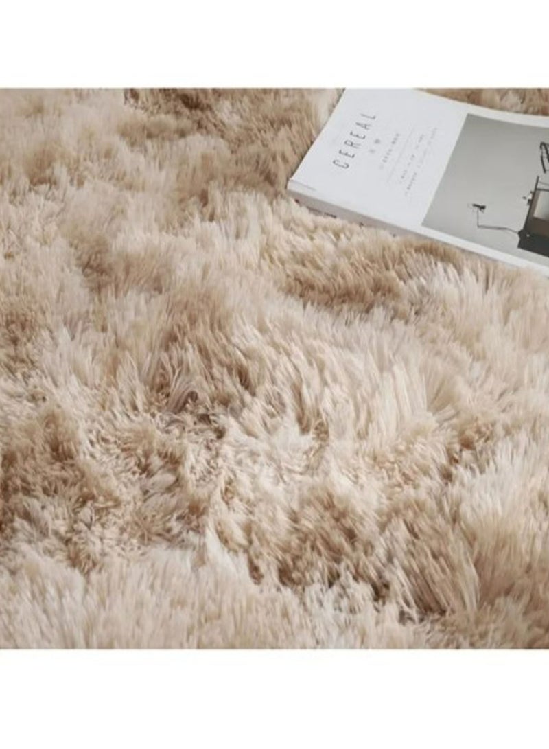 مونوج سجادة ناعمة للغاية من القطيفة المصبوغة بالربط، سجادة ناعمة كثيفة غير قابلة للانزلاق لغرفة النوم وغرفة المعيشة - Image 5