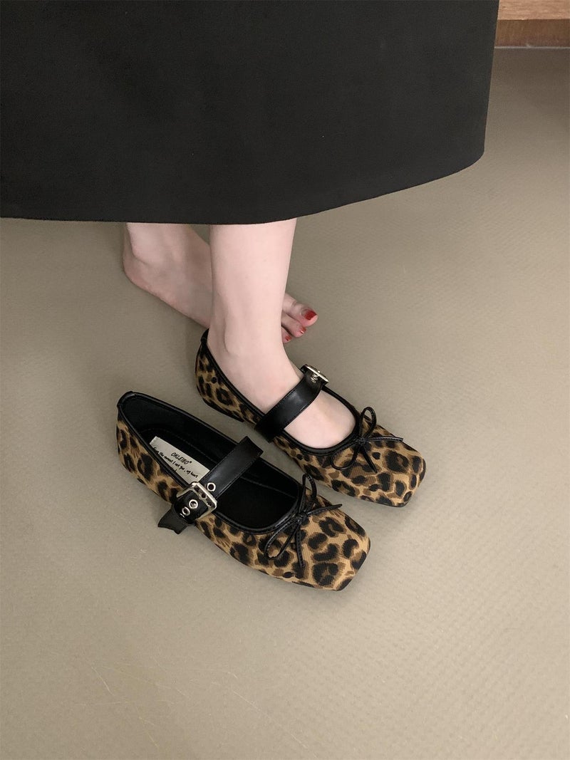 One-Word Buckle With Chanel Style Bow Gentle Shoes Ballet Shoes All-Match Flat Mary Jane Shoes - Image 3