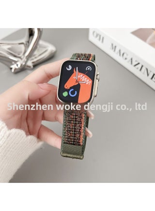 Suitable For Apple Watch Nike Loop Nylon Strap For Apple Watch8/SE/7/6/5/4/3/2/1-Color:42/44/45/46/49mm Dark Fir Green With Orange - pzsku/Z48D398CEF33003CAB793Z/45/1746208749/d6eff819-140a-4a42-ba44-fe2050b56750