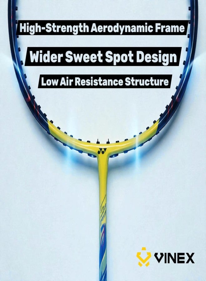 Vinex CB85 Aluminium Badminton Racquet Black Yellow - Lightweight Strung Badminton Racket, Strong Frame, Ideal for Beginners, Training & Outdoor Play | VTEC 450 (Pack of 1) - Image 4