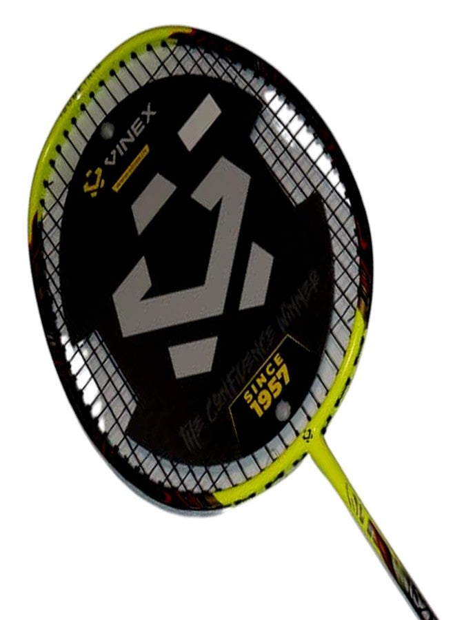 Vinex CB85 Aluminium Badminton Racquet Black Yellow - Lightweight Strung Badminton Racket, Strong Frame, Ideal for Beginners, Training & Outdoor Play | VTEC 450 (Pack of 1) - Image 2