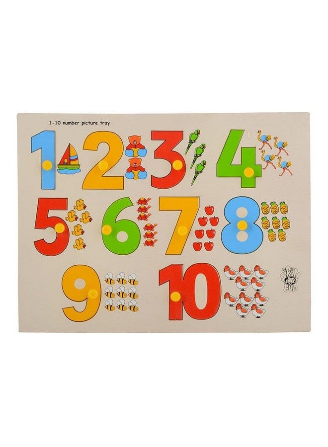 Skillofun Skillofun MDF 1-10 Number Tray with Pictures & Knobs | Early Learning Educational Toy | Multicolor Develops Math Skills with Fun Pictures & Symbols (Ages 2+) - Image 1