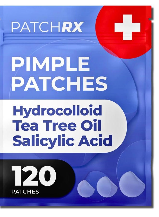 PatchRx Salicylic Pimple Patches (120 Pack), Salicylic Acid Acne Patches with Tea Tree Oil - Zit Patch and Pimple Stickers for Face for Skin Care - Salicylic Acid Acne Dots (Packaging May Vary) - Image 1