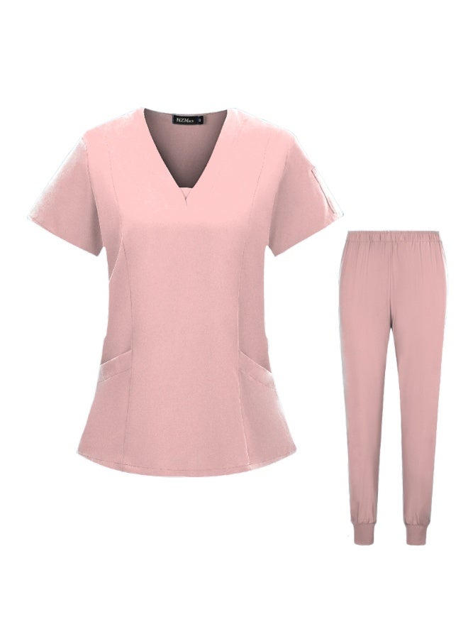 Loquat Womens Medical Scrubs Set Medical Uniform Set Pink - Image 1