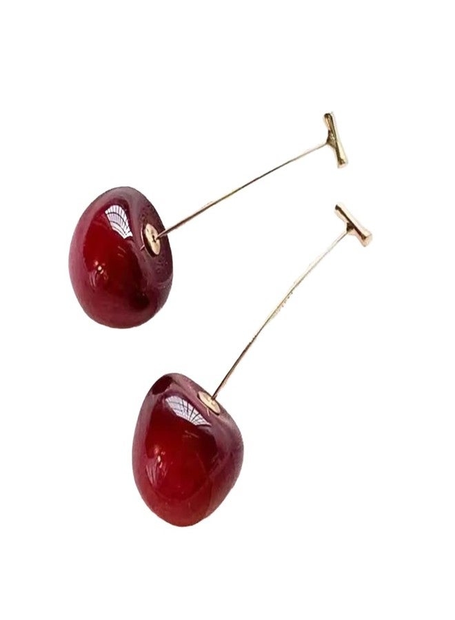 FREEBIES Trendy Korean Cherry Earrings for Women | Stylish Red Long Drop Earrings | Fancy Lightweight Earrings for Girls | Daily Use, Office Wears & Party Wears Jewellery - Image 1
