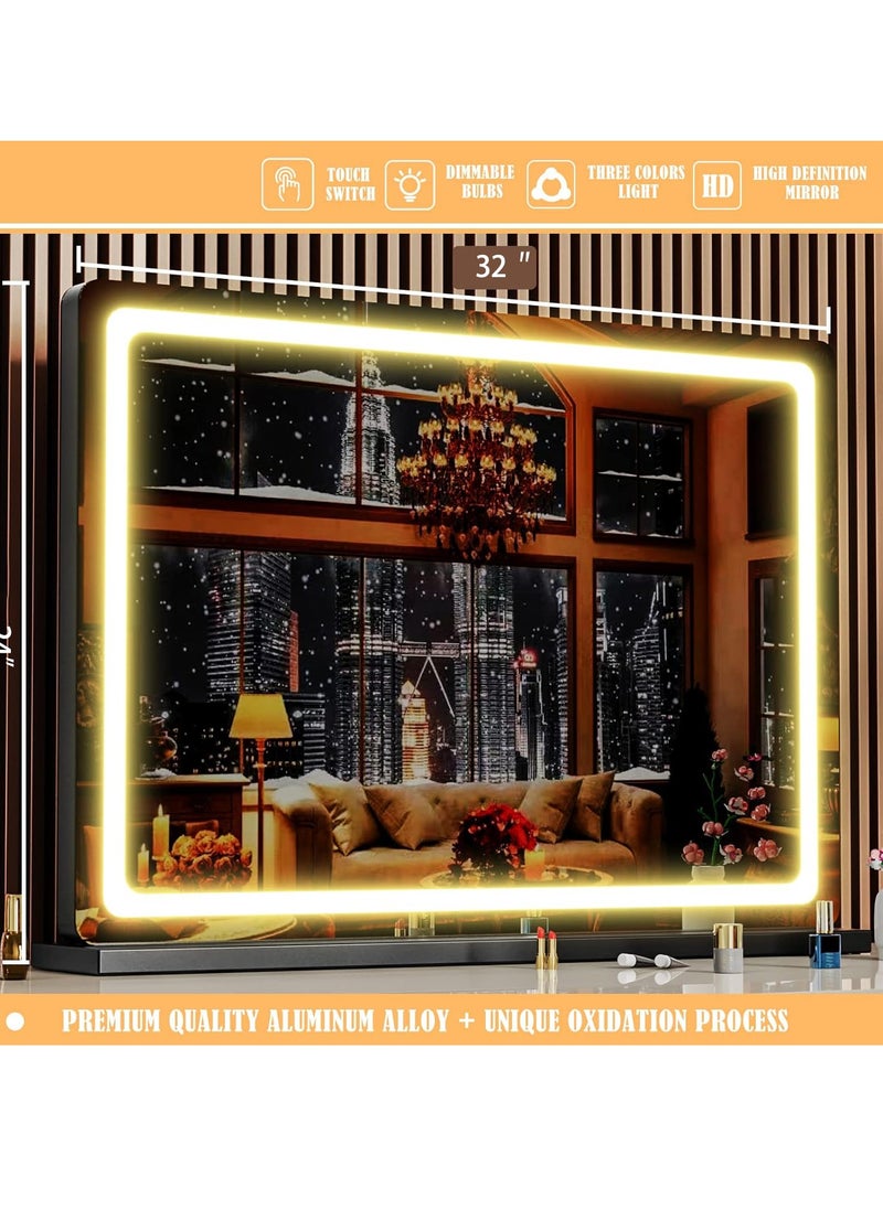 ETG - Makeup Vanity Mirror with Lights 80CM*60CM Large LED Makeup Mirror, Light up Mirror with 10X Magnification and USB Charging Port, with Dimmable 3 Modes - Image 1