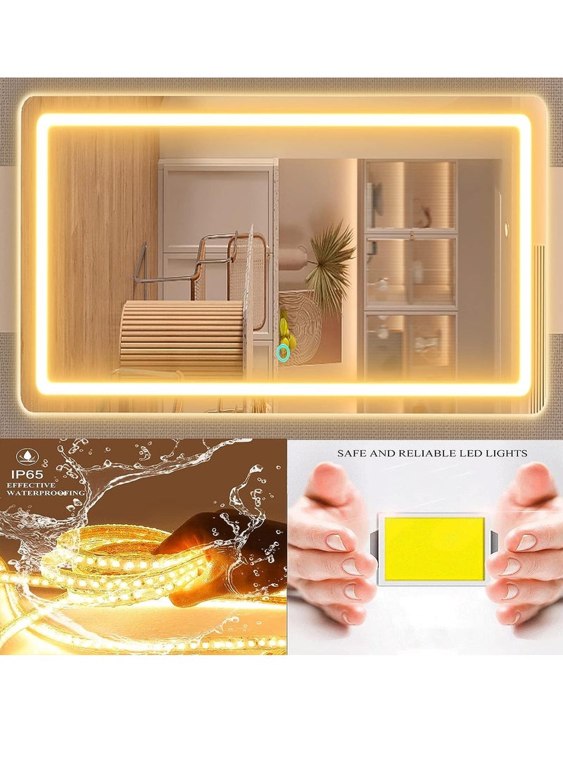ETG - Makeup Vanity Mirror with Lights 80CM*60CM Large LED Makeup Mirror, Light up Mirror with 10X Magnification and USB Charging Port, with Dimmable 3 Modes - Image 1