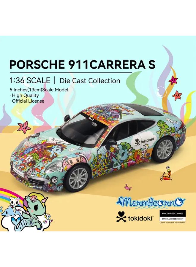 Licensed Porsche 911 Carrera S Blue Alloy Toy Car Model 1 36 Scale Pull Back Action - Image 2