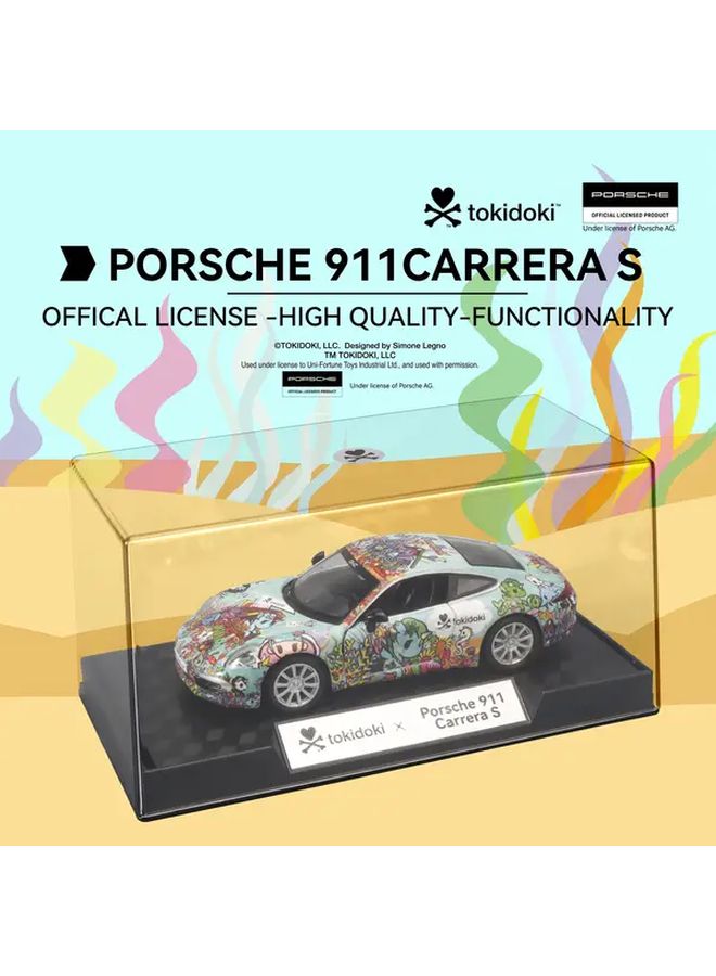 Licensed Porsche 911 Carrera S Blue Alloy Toy Car Model 1 36 Scale Pull Back Action - Image 1