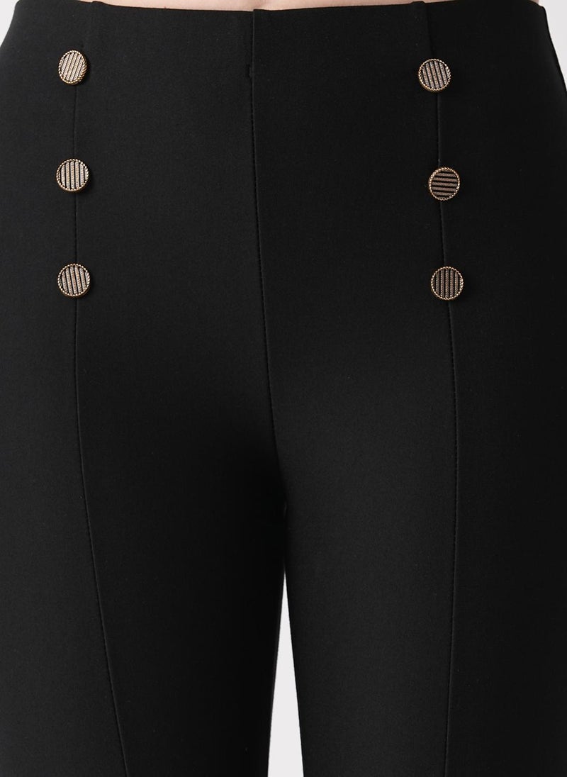 Globus Women's Black Mid-Rise Stretch Skinny Treggings with Waist Detail - Image 5