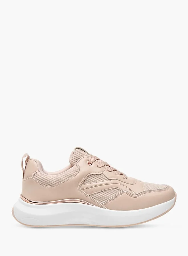 Flora Bella By Shoexpress Womens Panelled Ankle Sneakers With Lace-Up Closure